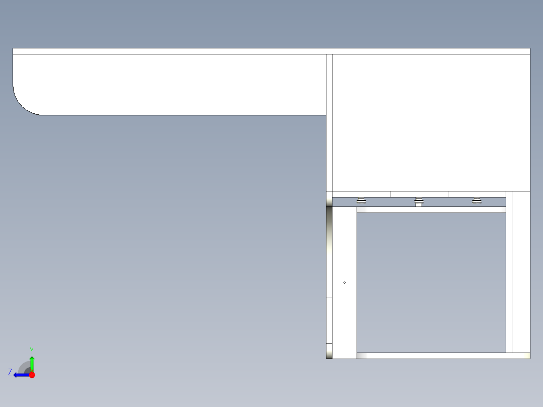 学生卧室书桌右视图