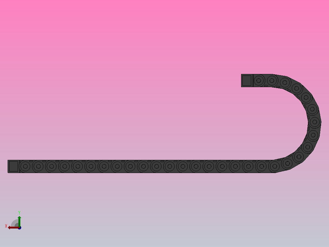 弯曲半径150内高30两侧打开型桥式拖链_DMD30BD-30-38-150R-30后视图