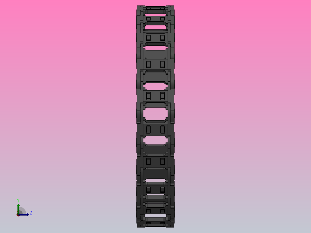 弯曲半径150内高30两侧打开型桥式拖链_DMD30BD-30-38-150R-30左视图