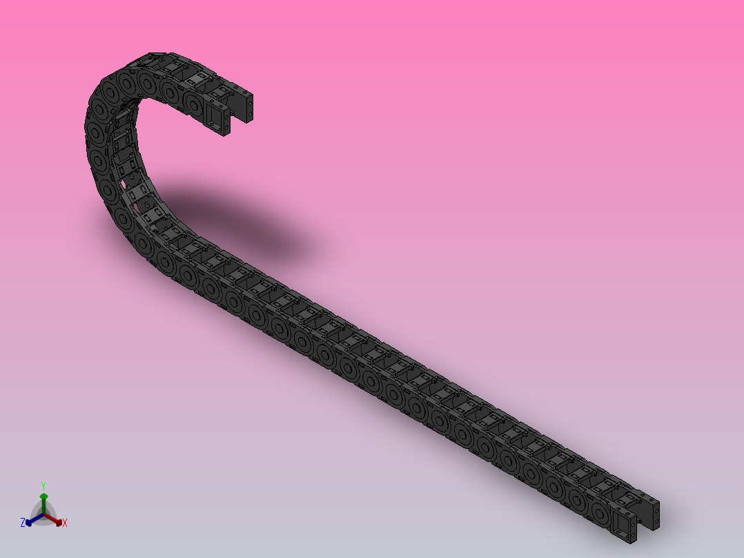 弯曲半径150内高30两侧打开型桥式拖链_DMD30BD-30-38-150R-30正等轴测图