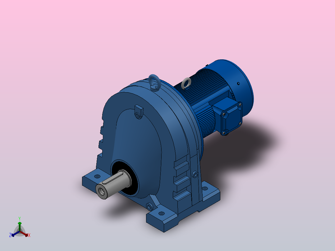 RX127底脚轴伸式安装斜齿轮减速机RX127-Y3-8P-100-M1-0°正等轴测图