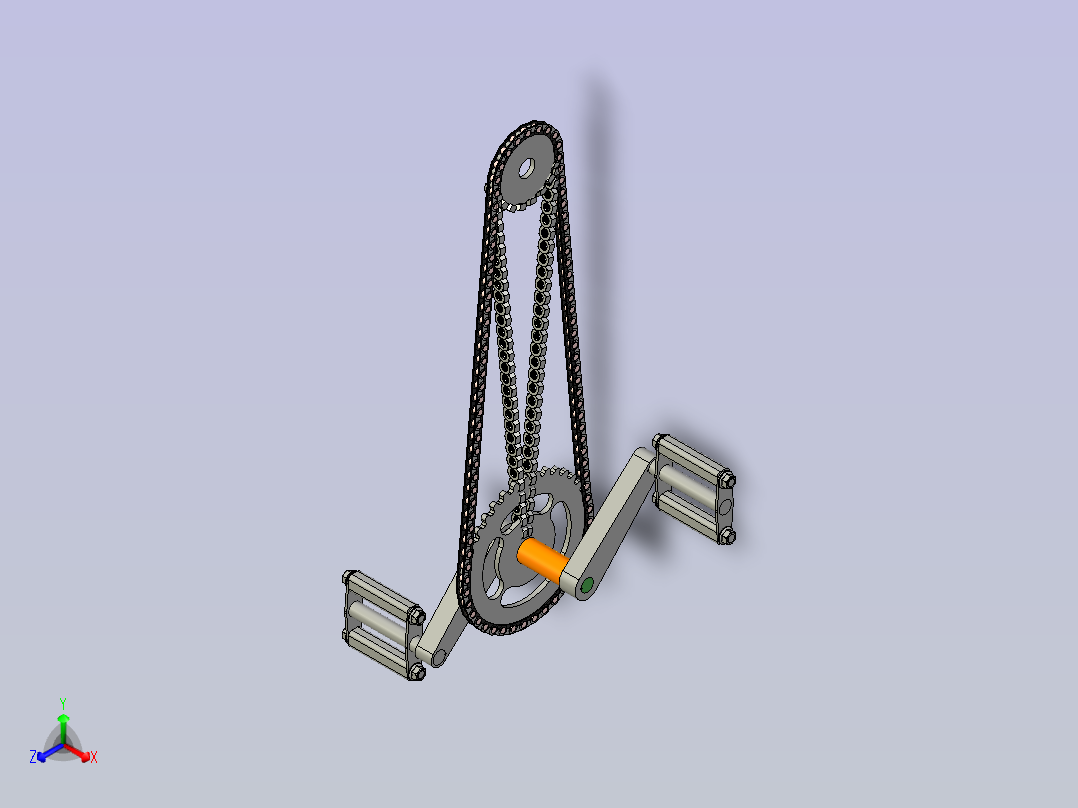 带脚踏曲柄机构的链传动装置主视图