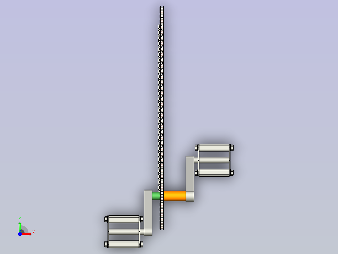 带脚踏曲柄机构的链传动装置前视图