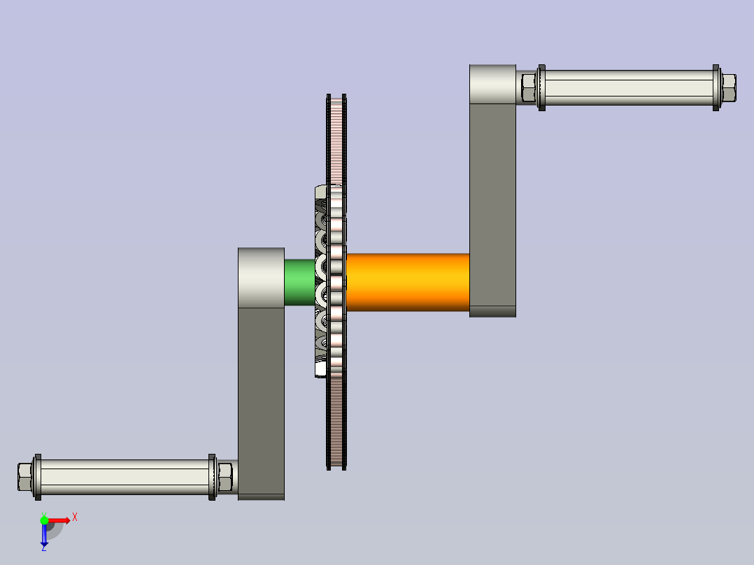 带脚踏曲柄机构的链传动装置俯视图