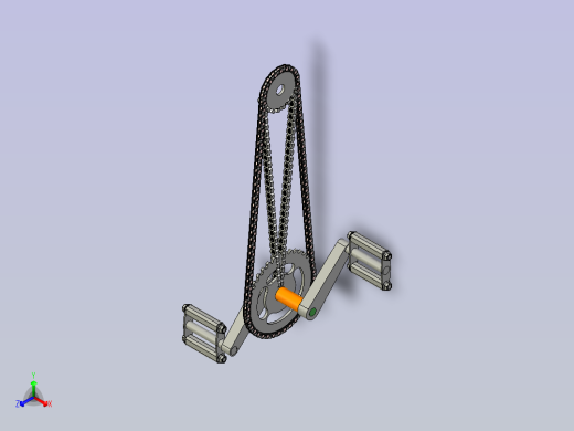 带脚踏曲柄机构的链传动装置正等轴测缩略图