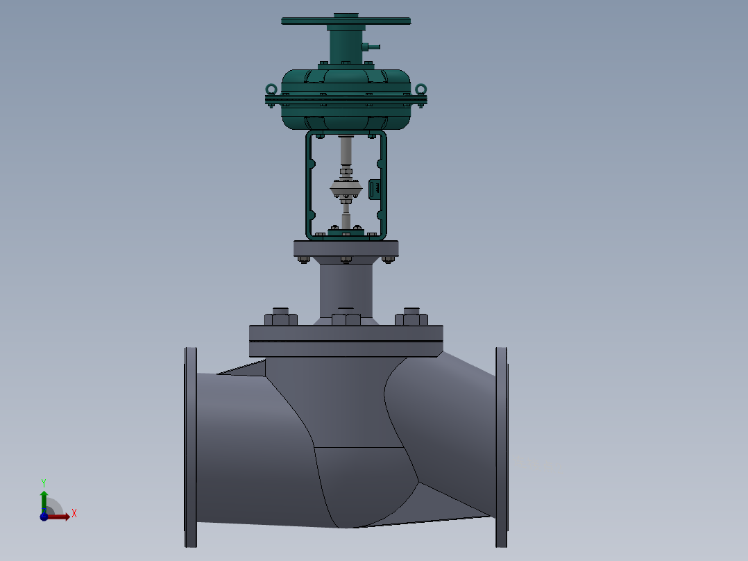气动调节阀-铸铁 DN25-DN300前视图