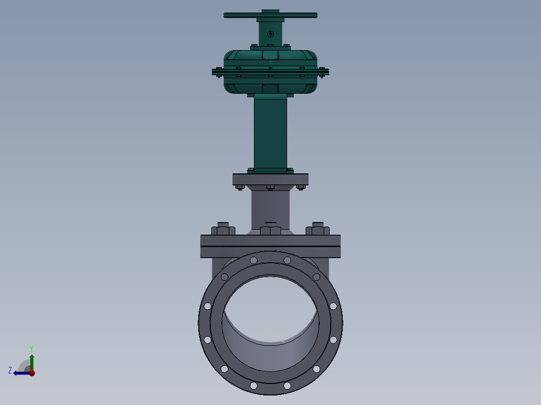 气动调节阀-铸铁 DN25-DN300右视图