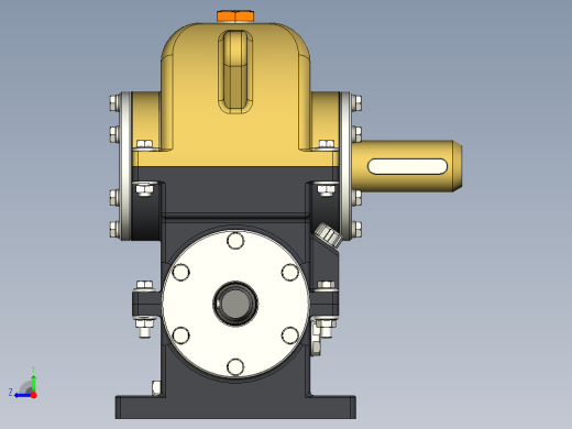 120蜗轮蜗杆齿轮箱3D图纸 INVENTOR2020设计 附STP右视缩略图