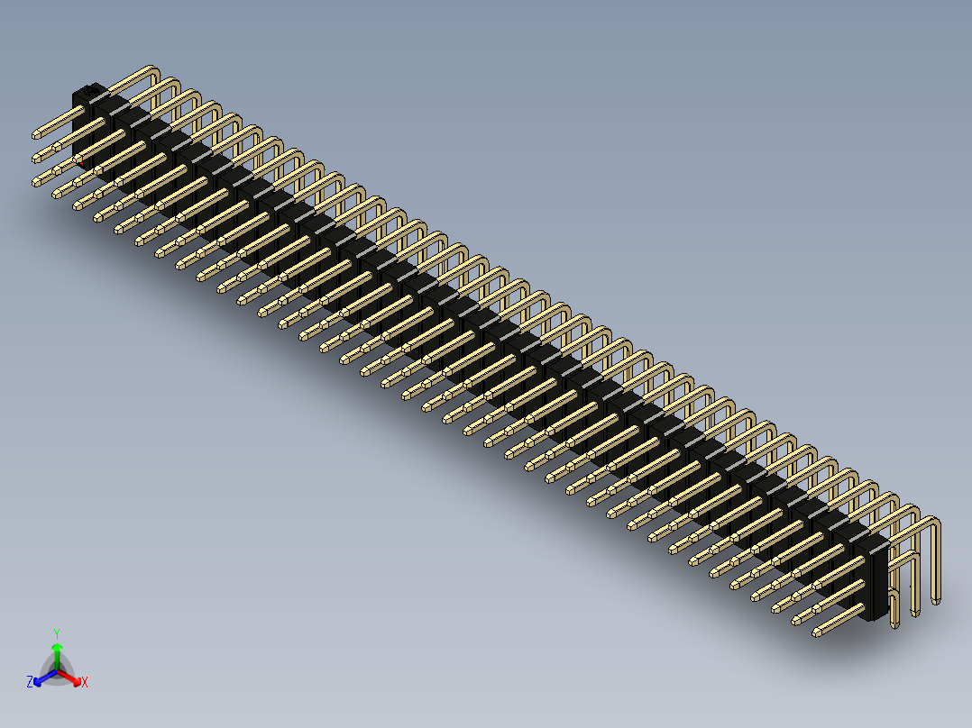 彩色公排针 100mil 2.54mm 系列-DS1022_black_3x39p_100mil_TypeD_rev1.0主视图