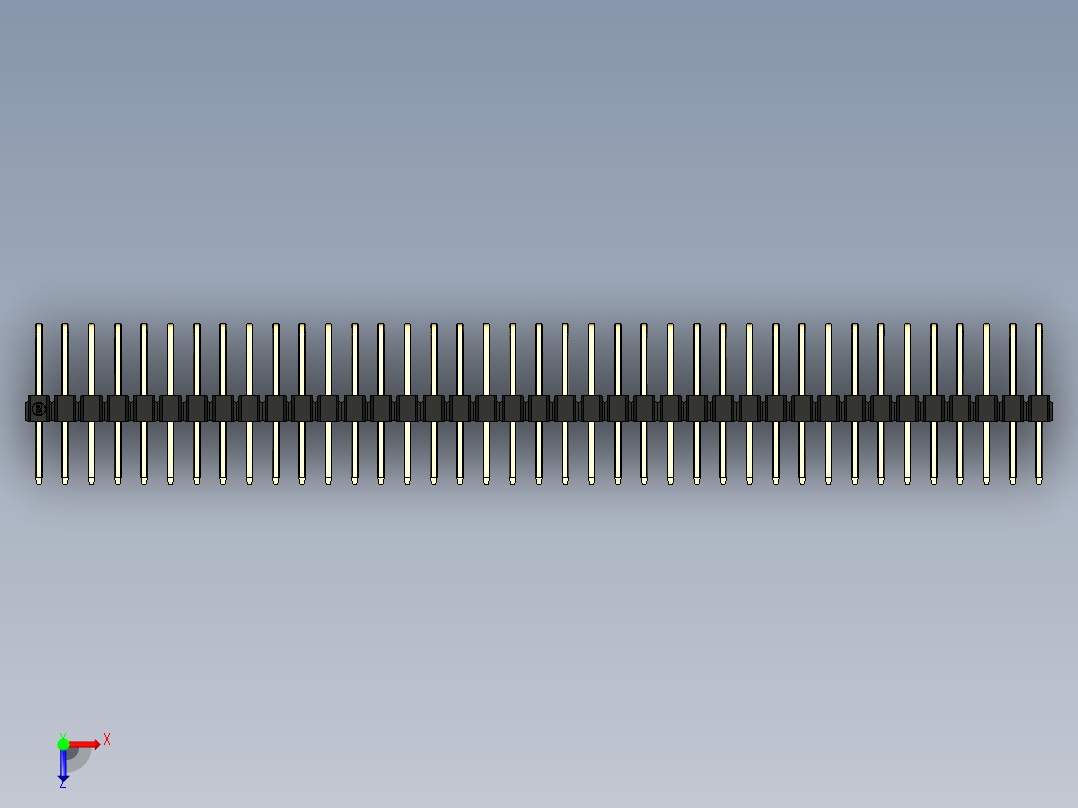 彩色公排针 100mil 2.54mm 系列-DS1022_black_3x39p_100mil_TypeD_rev1.0俯视图