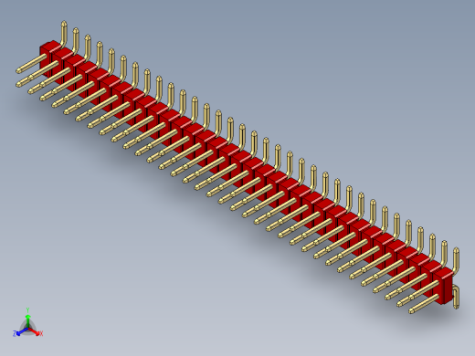 彩色公排针 100mil 2.54mm 系列-DS1022_red_68p_100mil_TypeSMT_rev1.0正等轴测缩略图