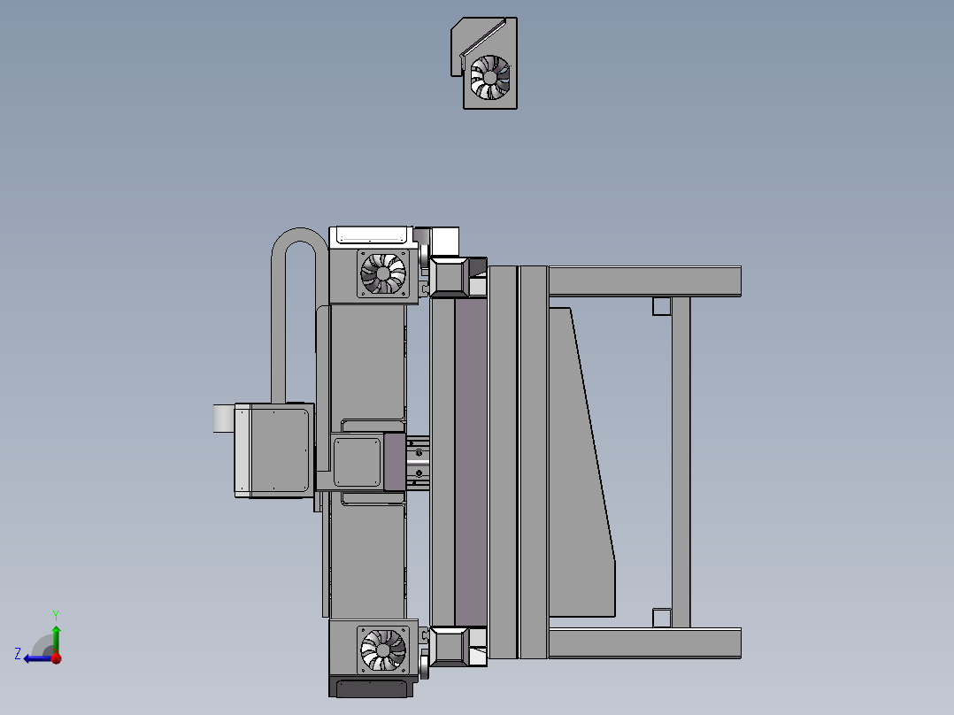 中型的数控铣床设计模型右视图