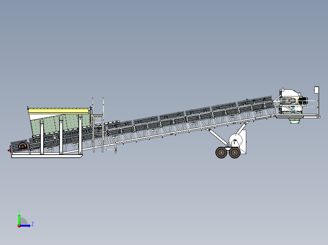矿用带式输送机YD20-16皮带机3D左视图