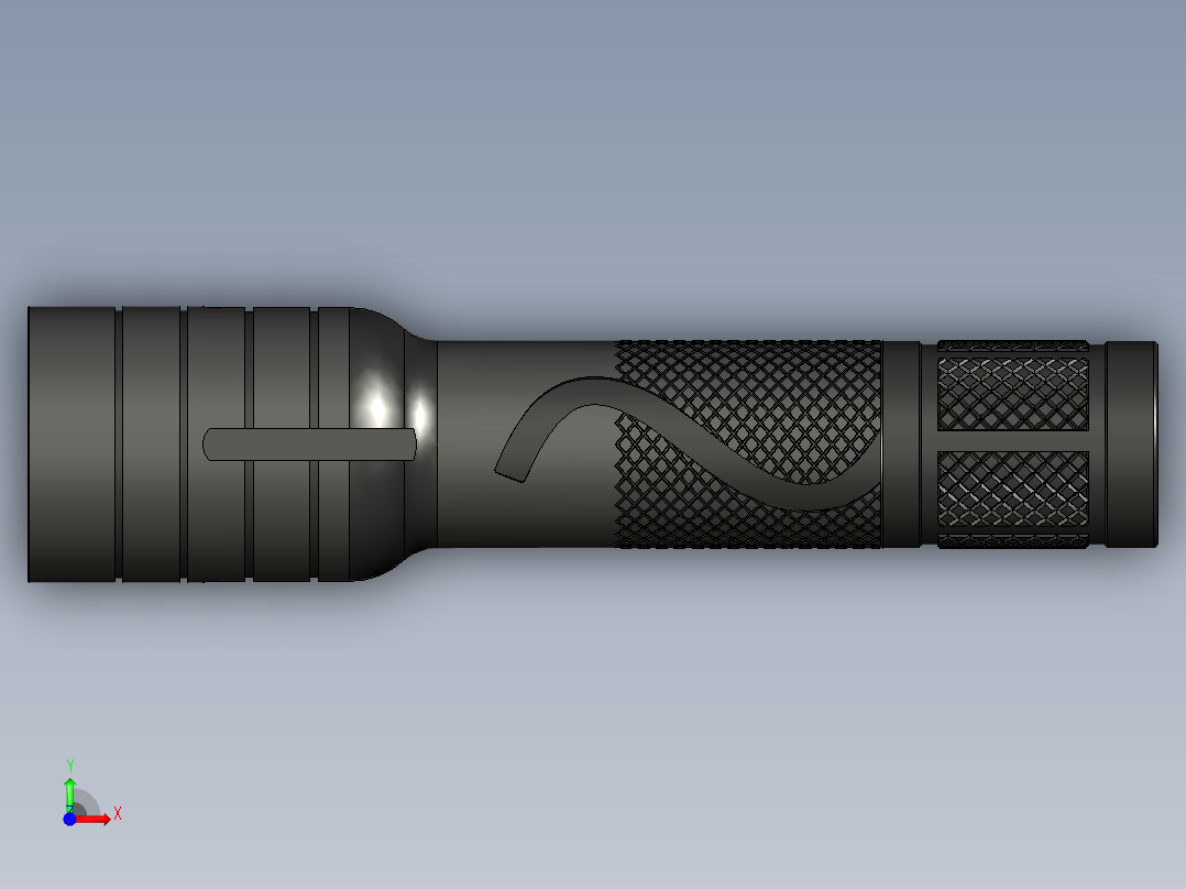 中型强光手电设计前视图