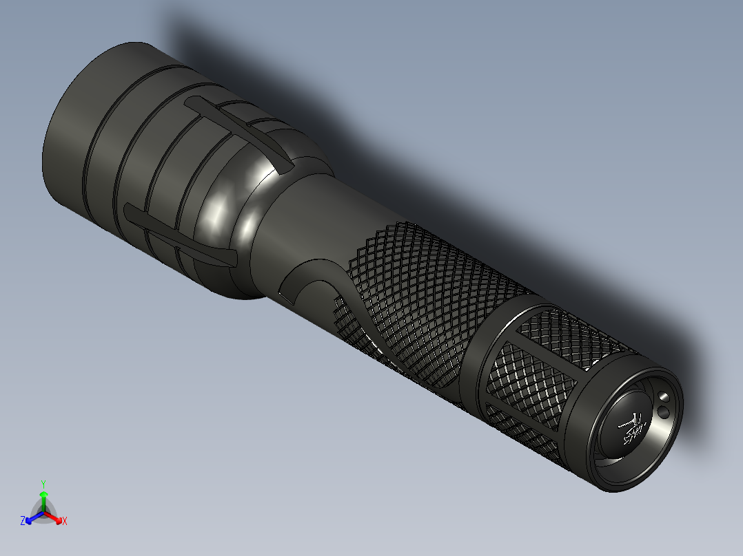 中型强光手电设计正等轴测图