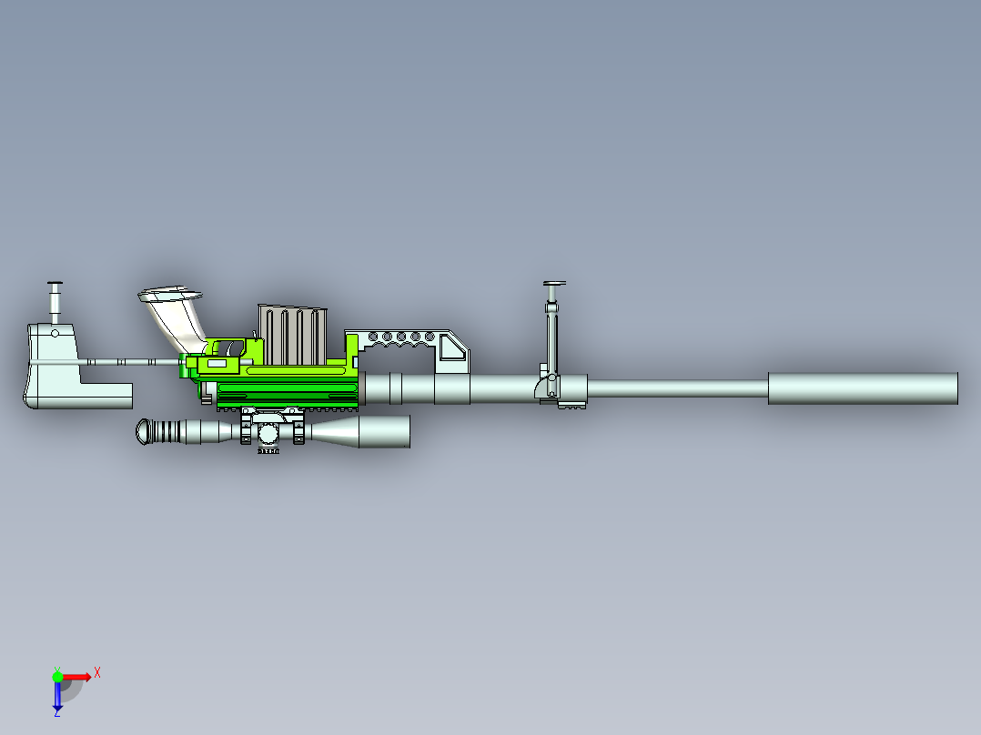 手枪左轮冲锋枪老式狙击步枪设计3D图纸cheytac-m200 stp x_t俯视图