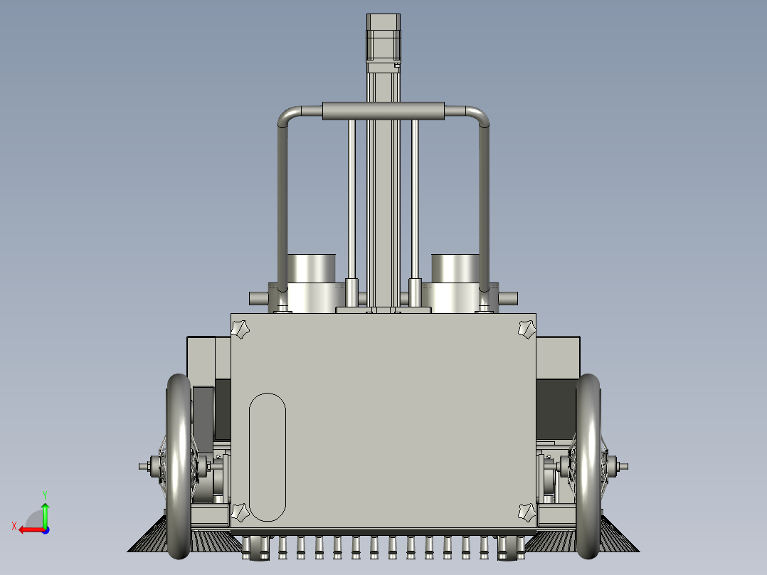 纯扫式道路清扫车垃圾输送系统后视图