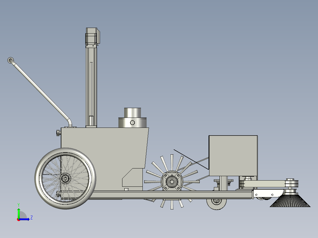纯扫式道路清扫车垃圾输送系统左视图