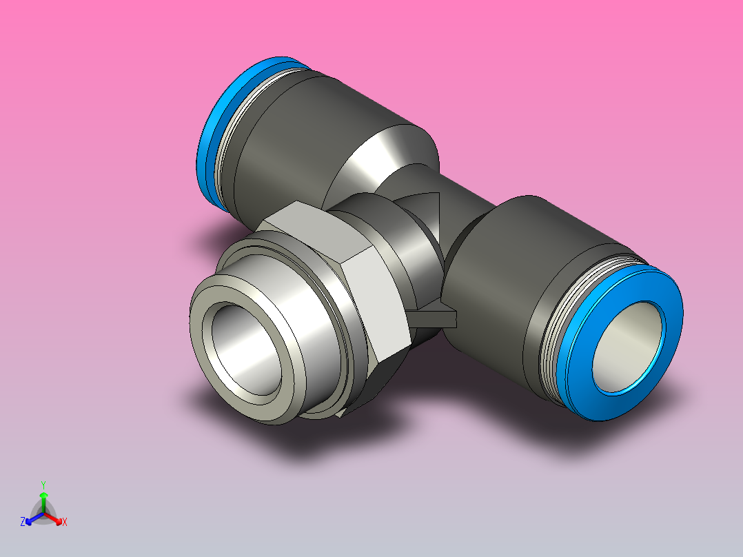 快插接头QST-G3_8-10-20正等轴测图