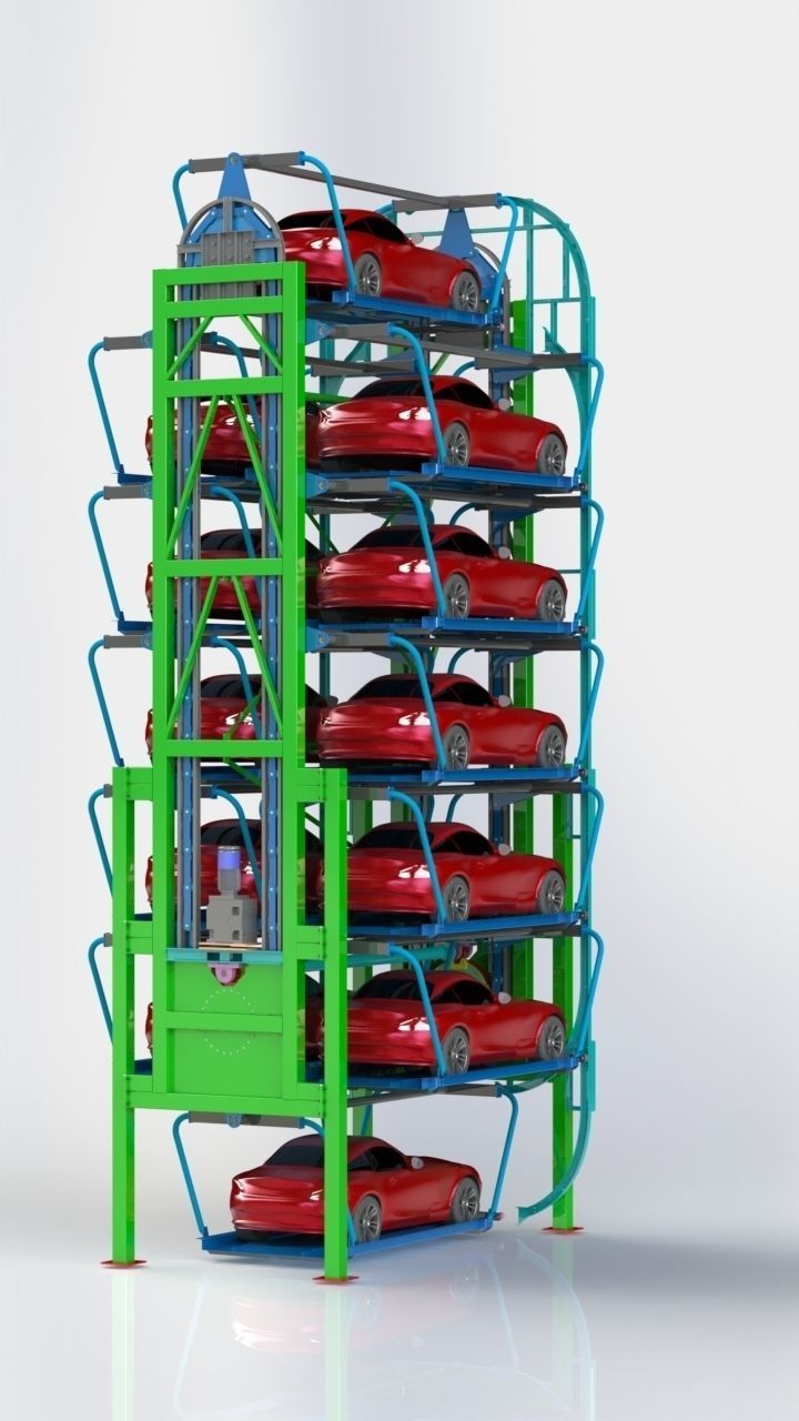 旋转停车系统 12 辆车 3D 模型