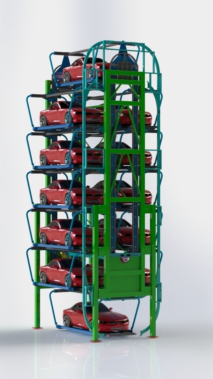 旋转停车系统 12 辆车 3D 模型