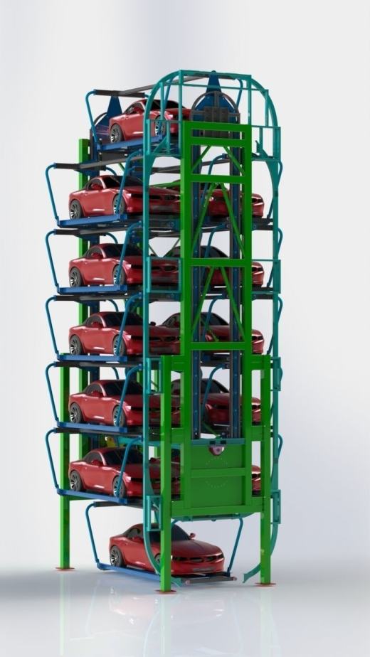 旋转停车系统 12 辆车 3D 模型缩略图