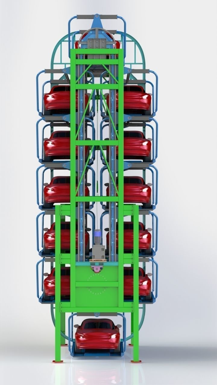 旋转停车系统 12 辆车 3D 模型