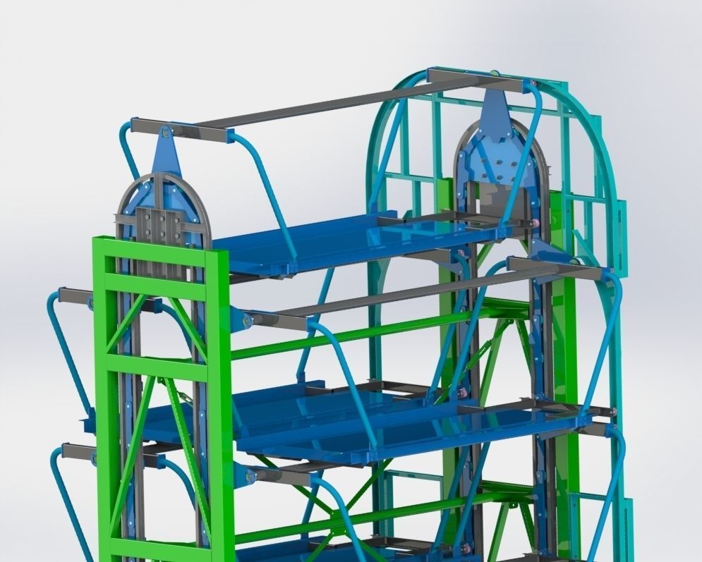 旋转停车系统 12 辆车 3D 模型