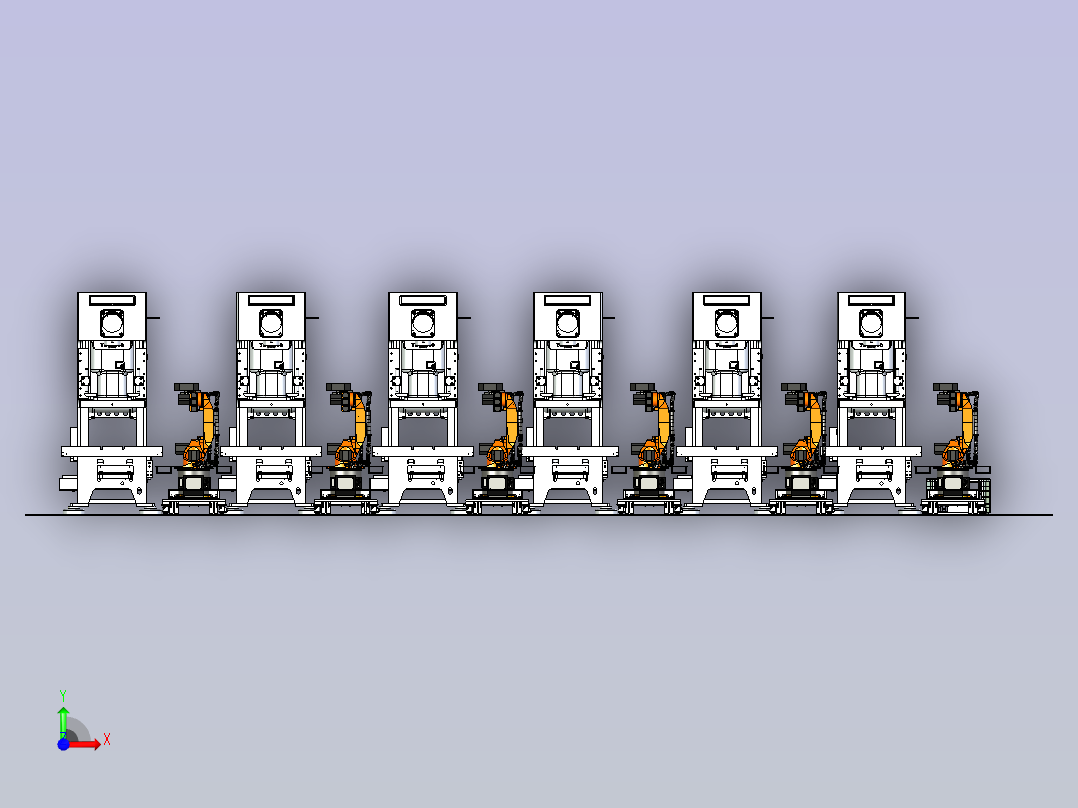 机器人自动化冲压线方案设计前视图