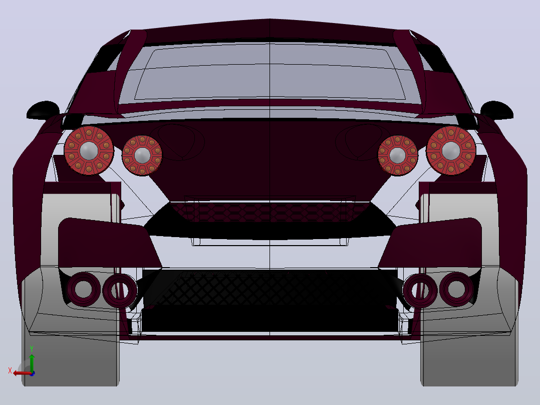 nissan GTR汽车空壳模型后视图