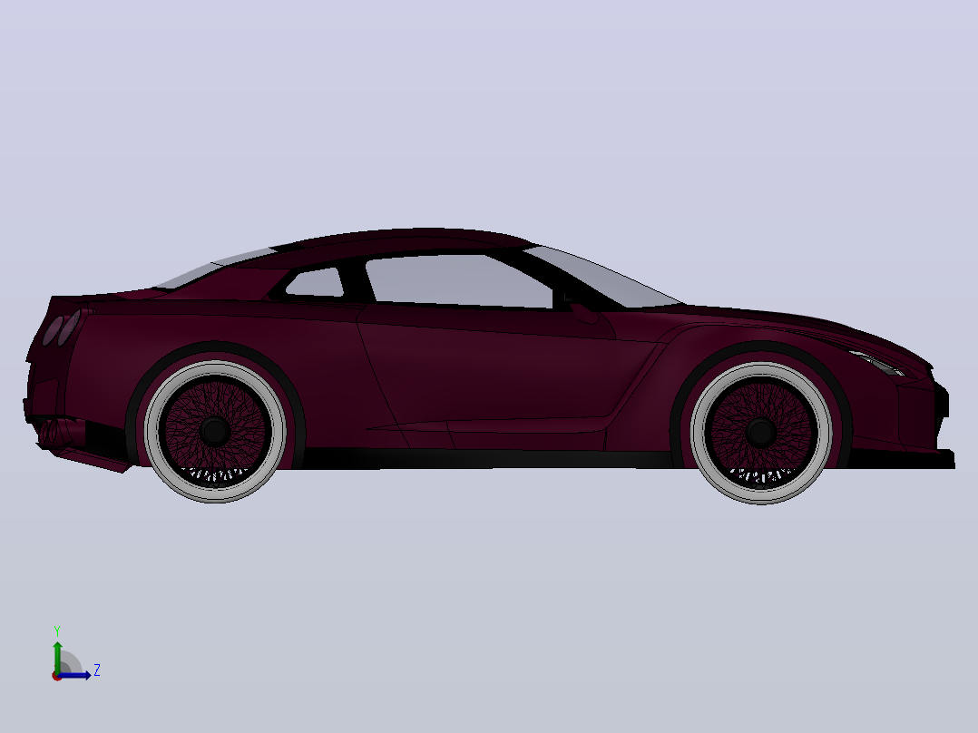 nissan GTR汽车空壳模型左视图