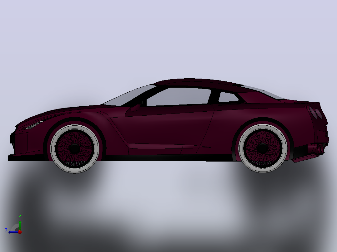 nissan GTR汽车空壳模型右视图