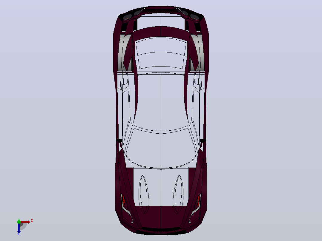nissan GTR汽车空壳模型俯视图