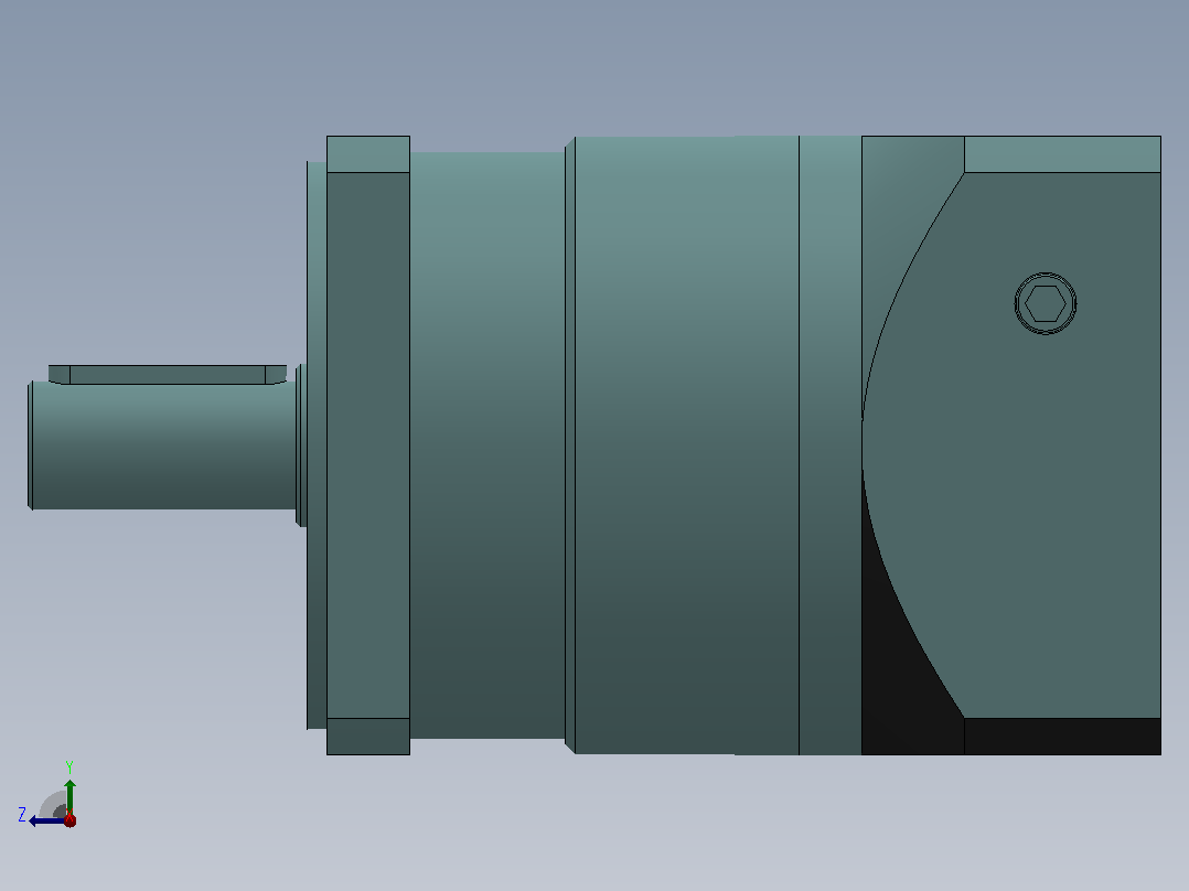 PLF120(孔输出)精密行星减速机[PLF120-4-S2-P2-25]右视图
