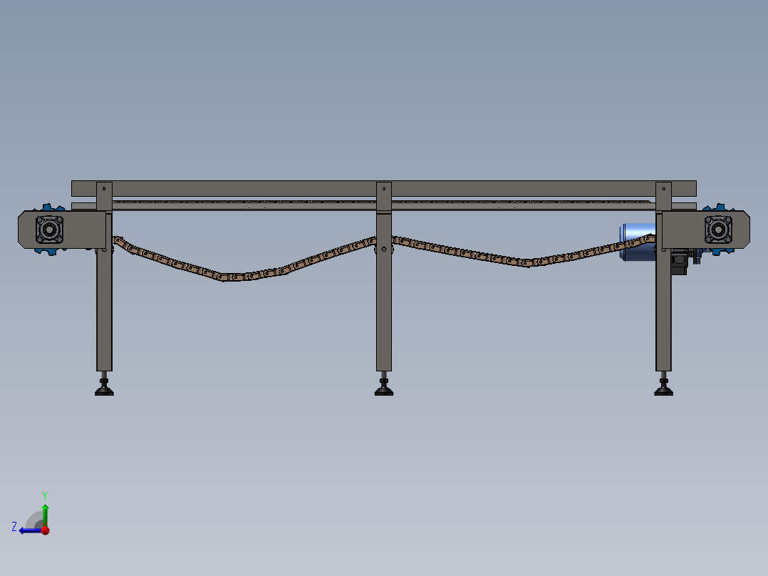 双排链条传送带3D图纸 H152右视图