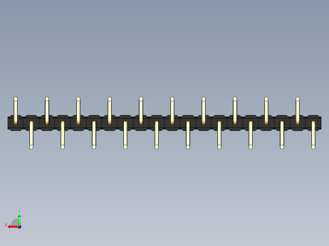 彩色公排针 100mil 2.54mm 系列-DS1022_black_20p_100mil_Type_SMT_R2_rev1.0后视图