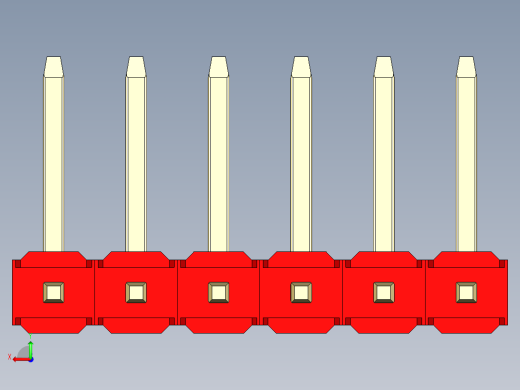 彩色公排针 100mil 2.54mm 系列-DS1022_red_06p_100mil_TypeU_rev1.0后视缩略图