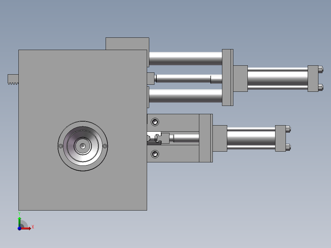 弯管，旋转抽芯模具前视图