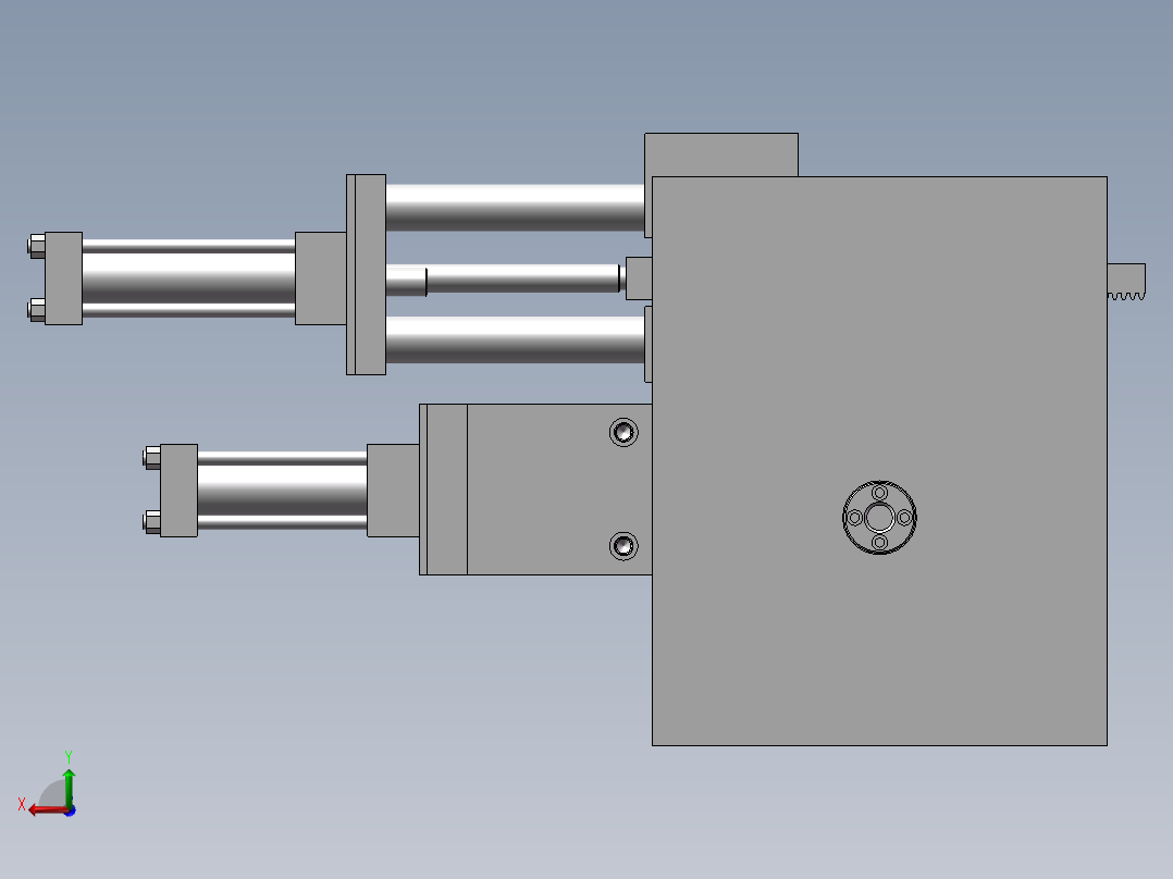 弯管，旋转抽芯模具后视图