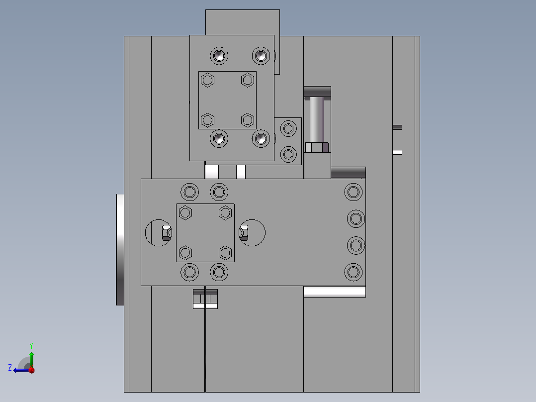 弯管，旋转抽芯模具右视图