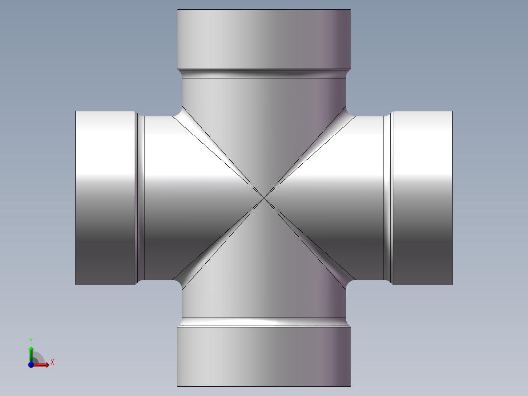 四通-等径内丝 DN8前视图