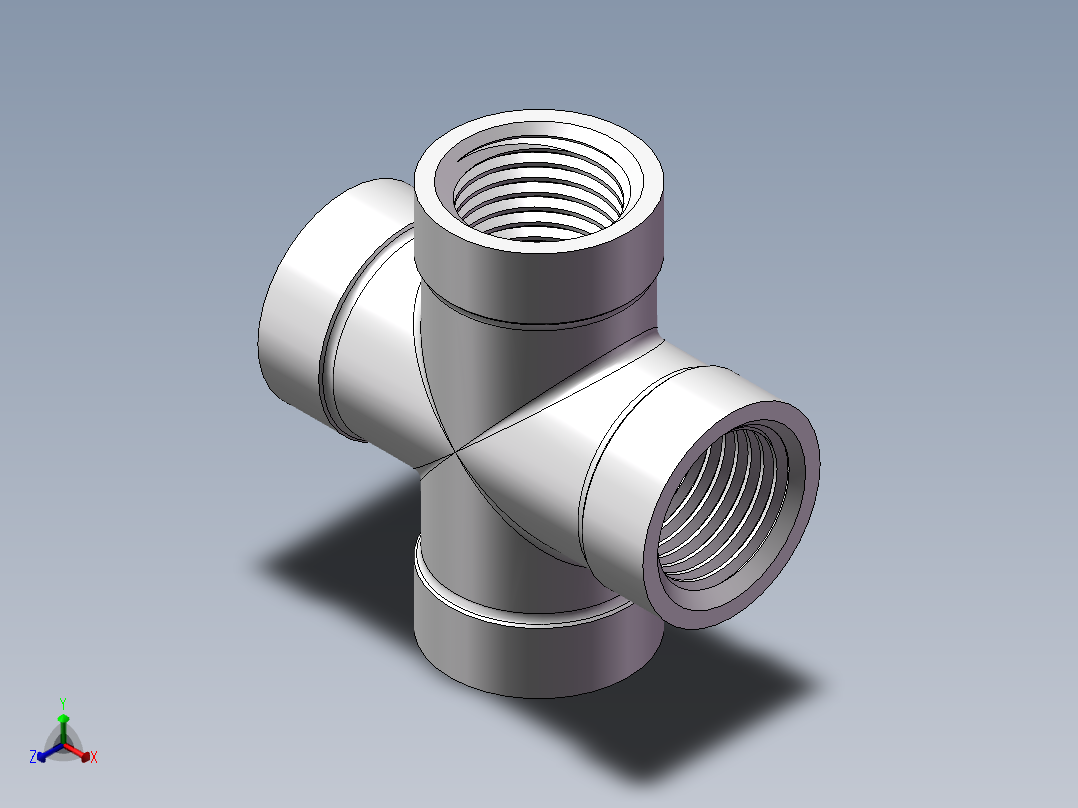 四通-等径内丝 DN8正等轴测图