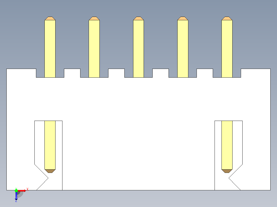 元器件3D封装JST 2.54x5P74俯视图