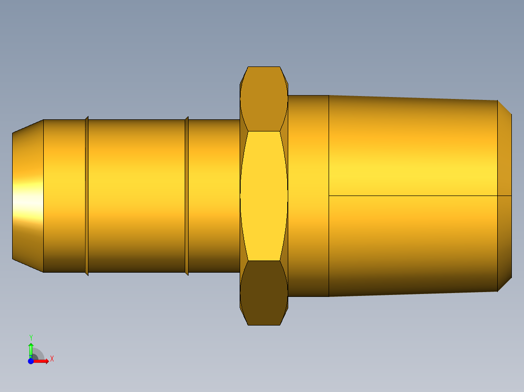 工业通用螺蚊管倒齿式工业硬管接头Male Connector 28-8-4前视图