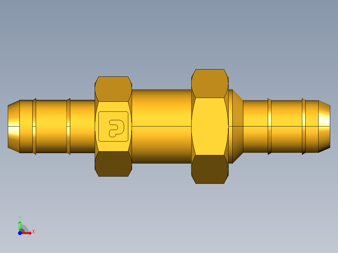 工业通用螺蚊管倒齿式工业硬管接头Bulkhead Union 22BH-6-6前视图