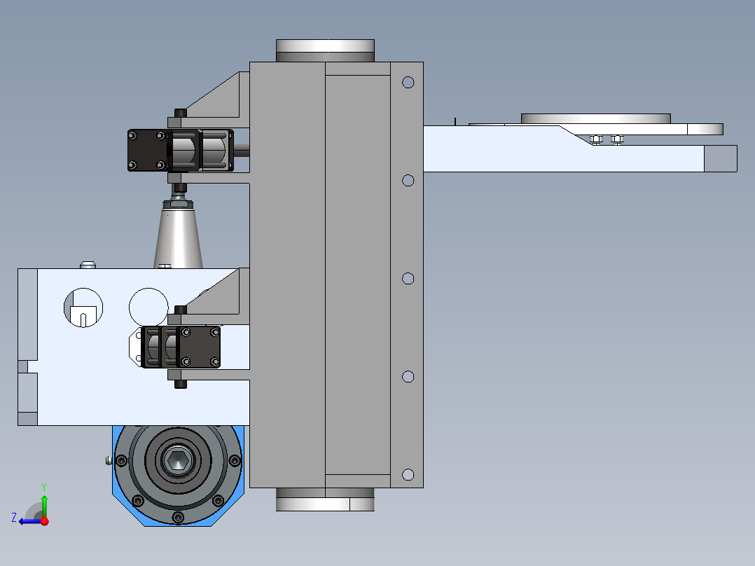 角度头旋转固定架右视图
