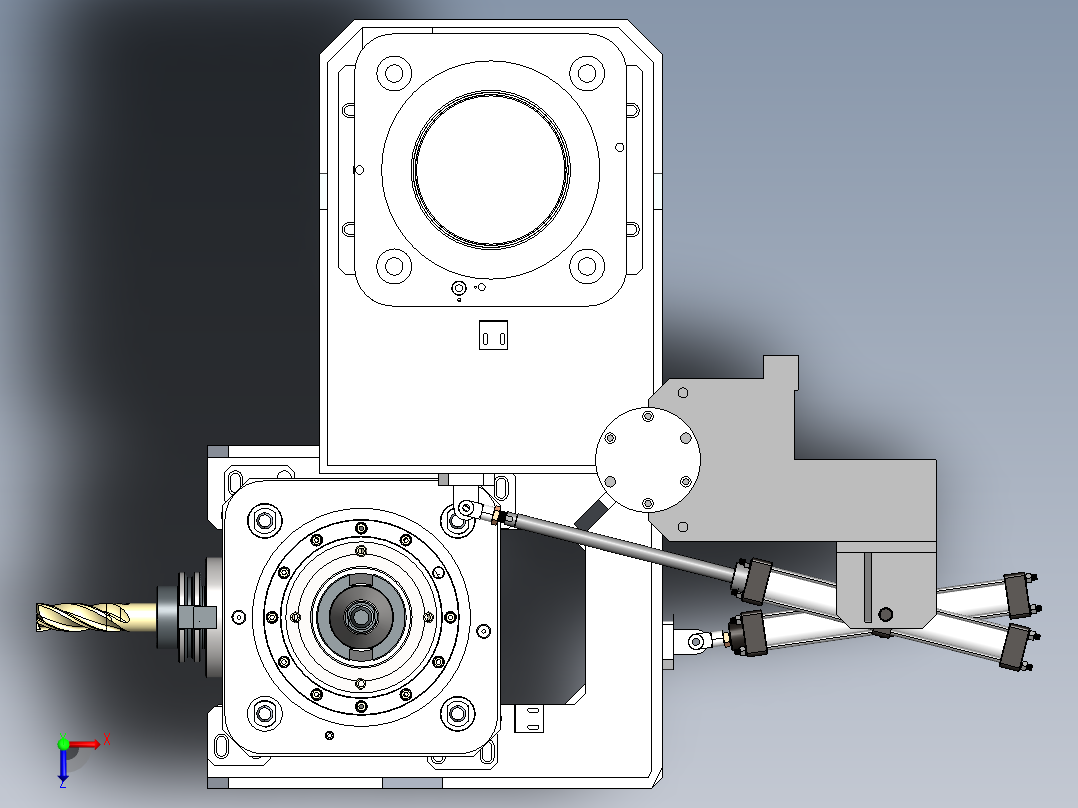 角度头旋转固定架俯视图