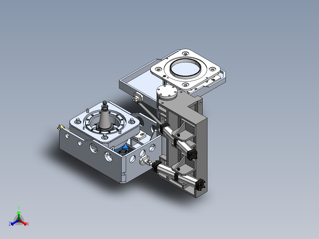 角度头旋转固定架正等轴测图