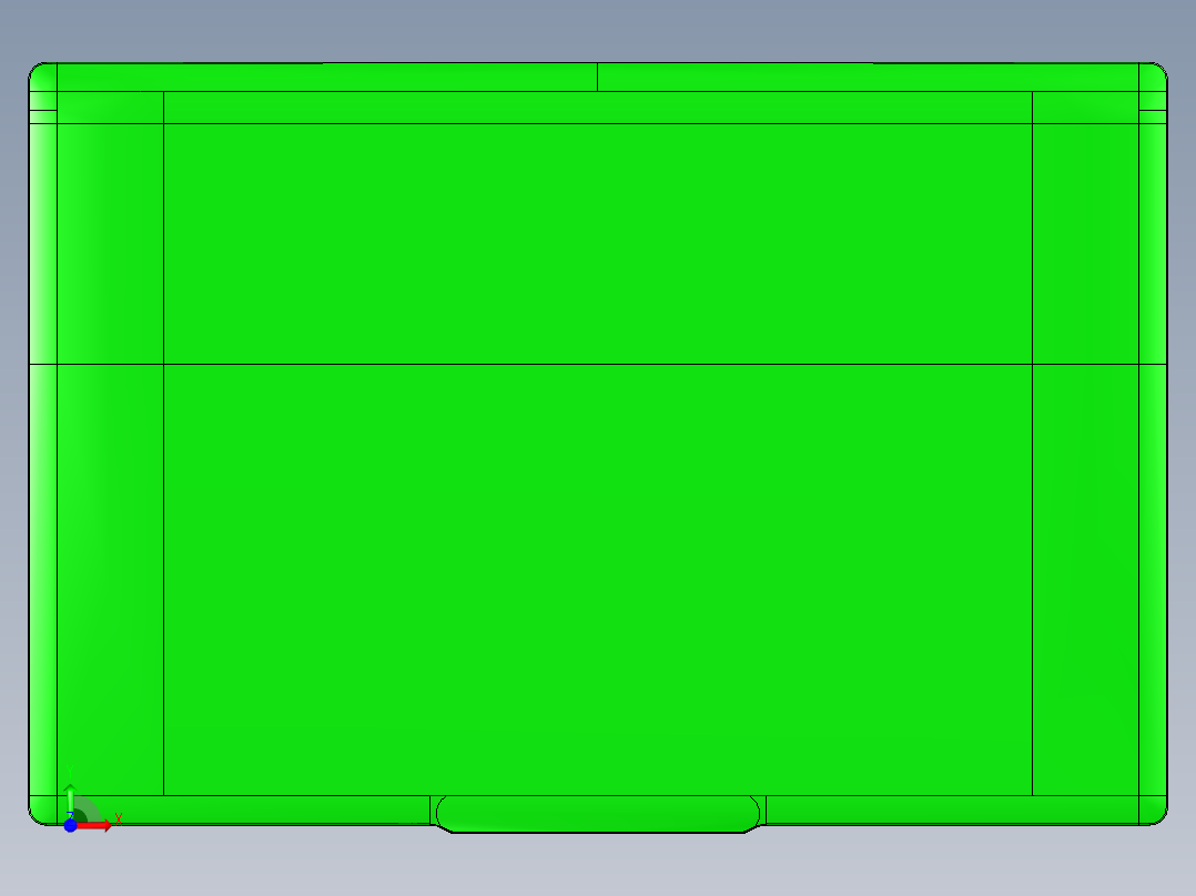 电脑A面金属外壳铣外观表面UG程序模型前视图