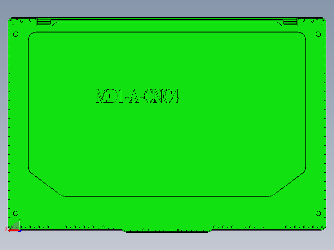 电脑A面金属外壳铣外观表面UG程序模型后视图